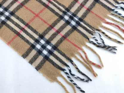 BURBERRY Fringe Scarf, Nova Check, Lambswool, Beige, Other Accessories