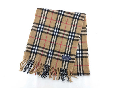 BURBERRY Fringe Scarf, Nova Check, Lambswool, Beige, Other Accessories