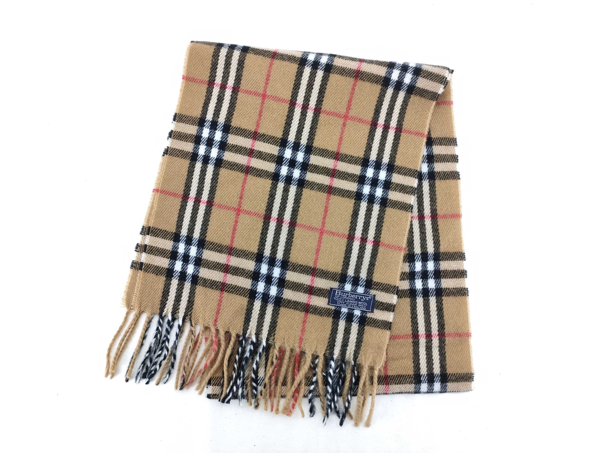 BURBERRY Fringe Scarf, Nova Check, Lambswool, Beige, Other Accessories