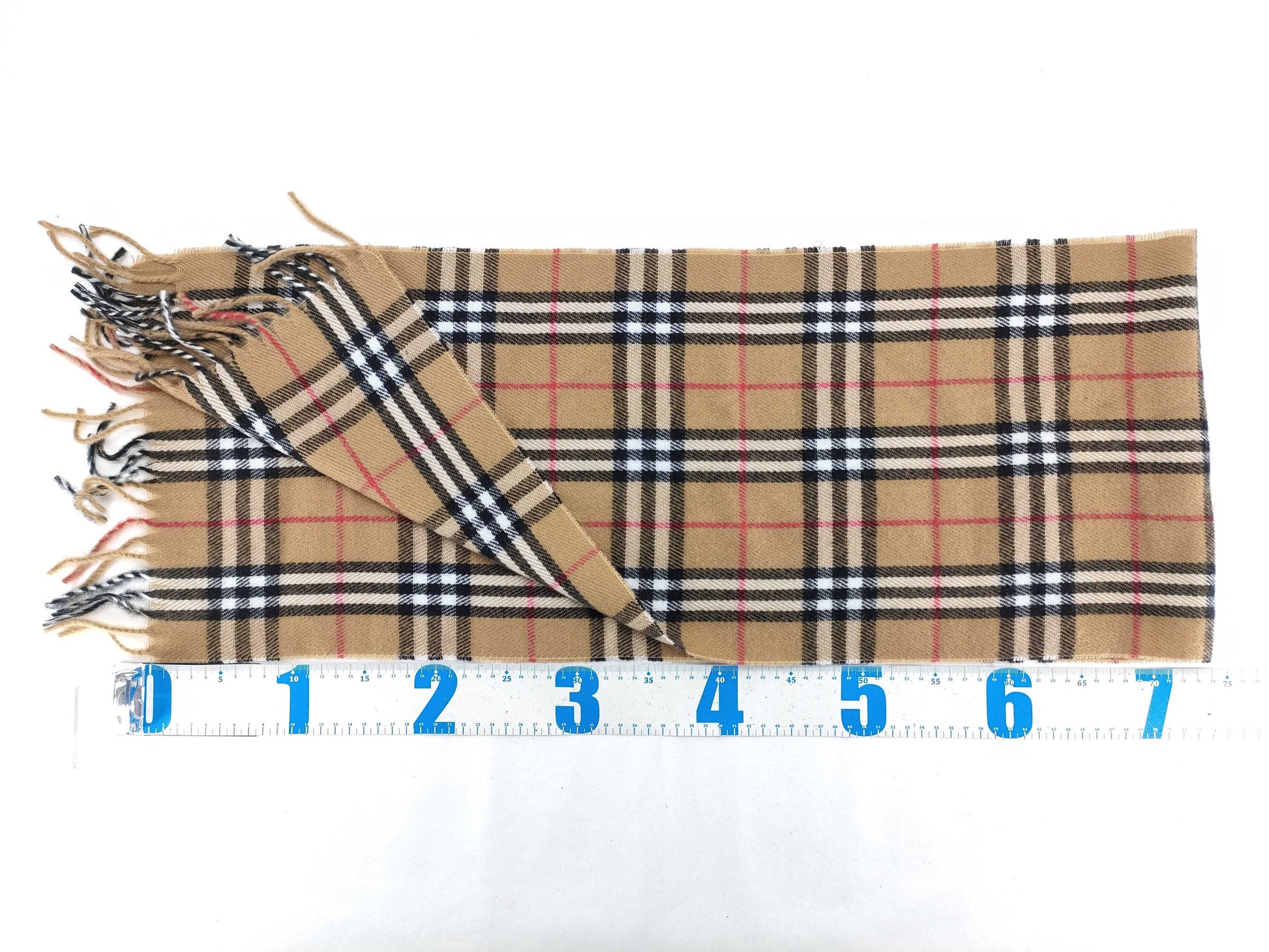 BURBERRY Fringe Scarf, Nova Check, Lambswool, Beige, Other Accessories