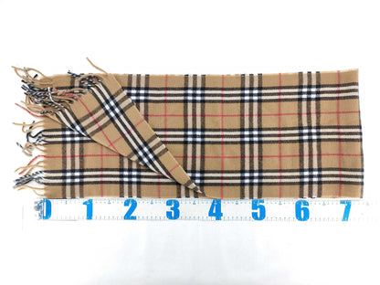 BURBERRY Fringe Scarf, Nova Check, Lambswool, Beige, Other Accessories
