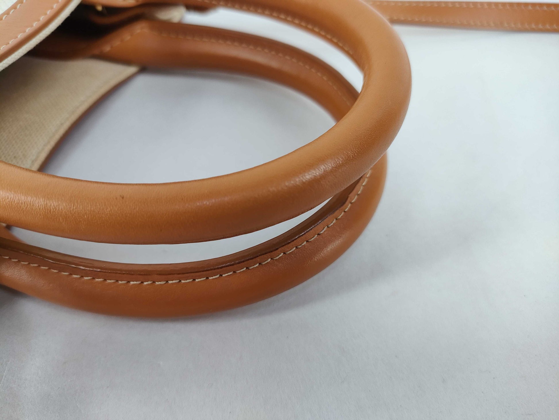 CELINE Vertical Cabas 2-Way Bag, Canvas and Leather, 193302, S-SL-5220, S-AT-4280, Natural/Tan, Handbag