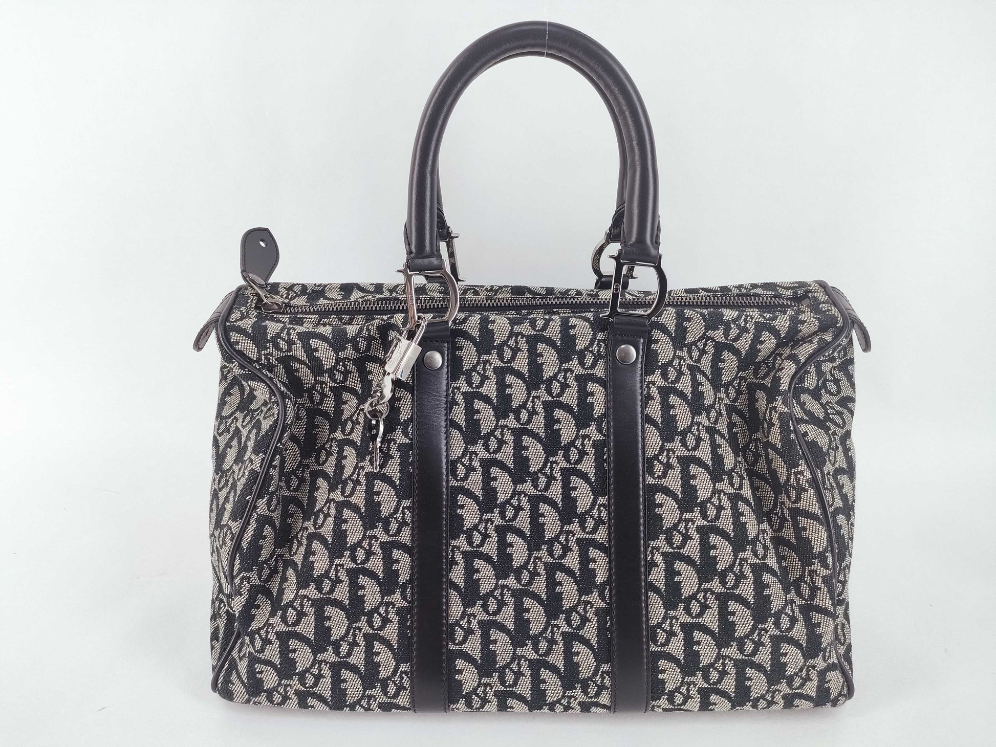 Dior Trotter Boston Bag Canvas BO G 0063 Black Boston Bag