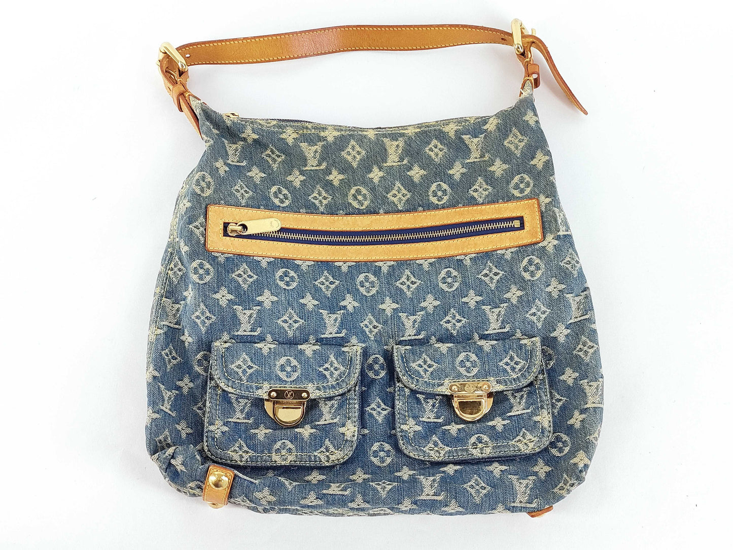 LOUIS VUITTON Monogram Denim Baggy GM Shoulder Bag M95045, Serial Number Unclear, Replacement Shoulder Strap