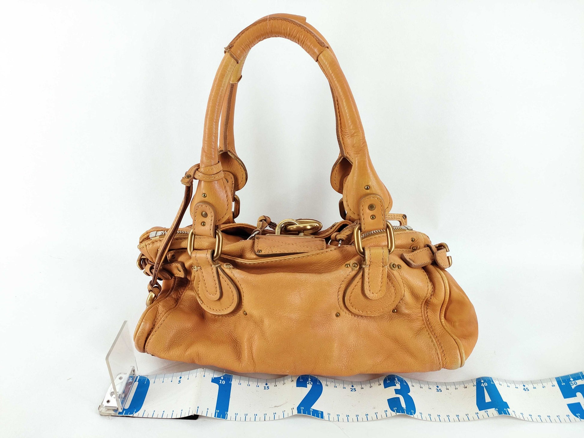 Chloe Paddington Handbag Leather 02-05-53 Camel Cadena/Key Handbag