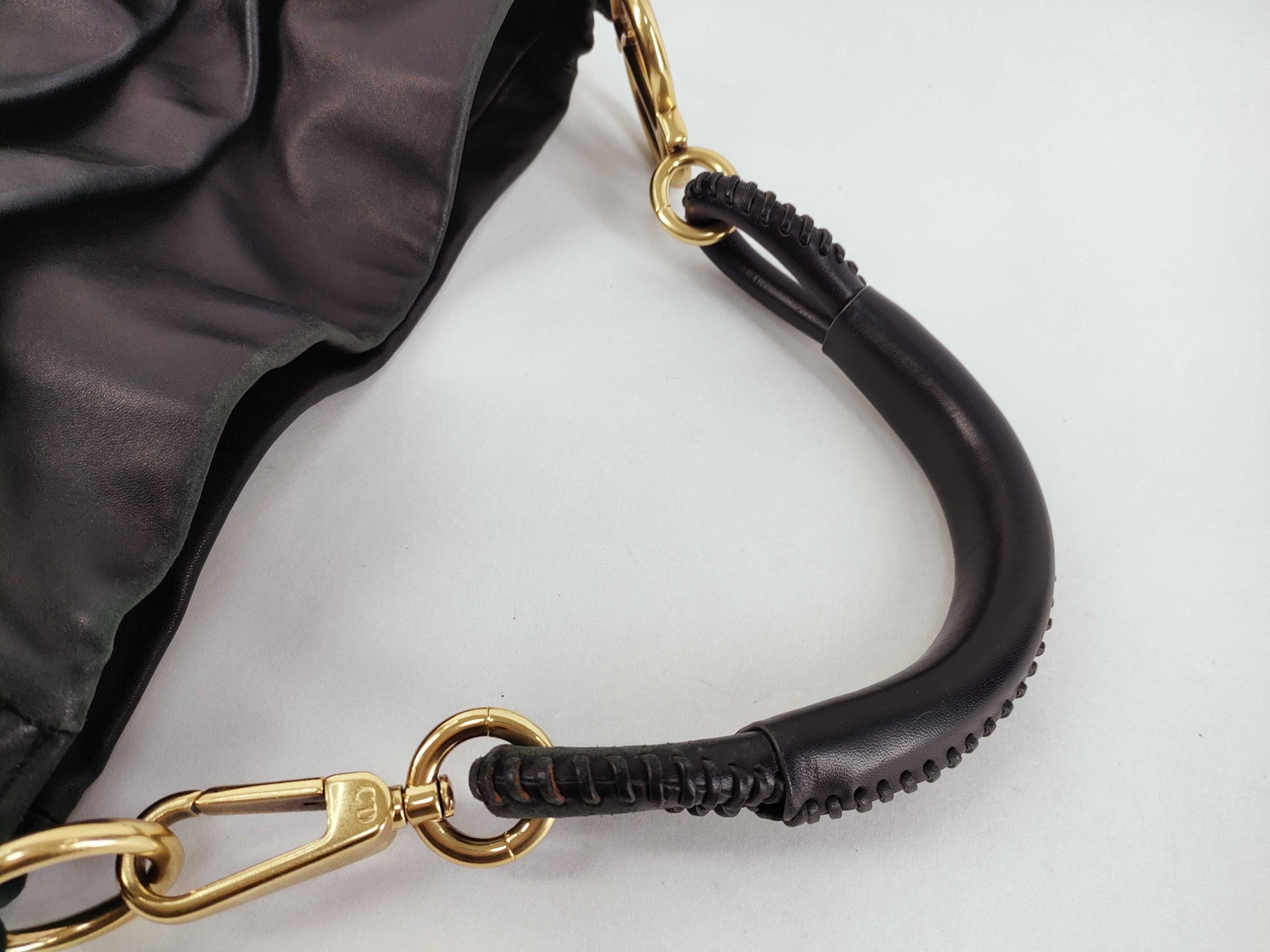 Dior M0340VLVA Hobo Drape Shoulder Bag Beige x Black Shoulder Bag