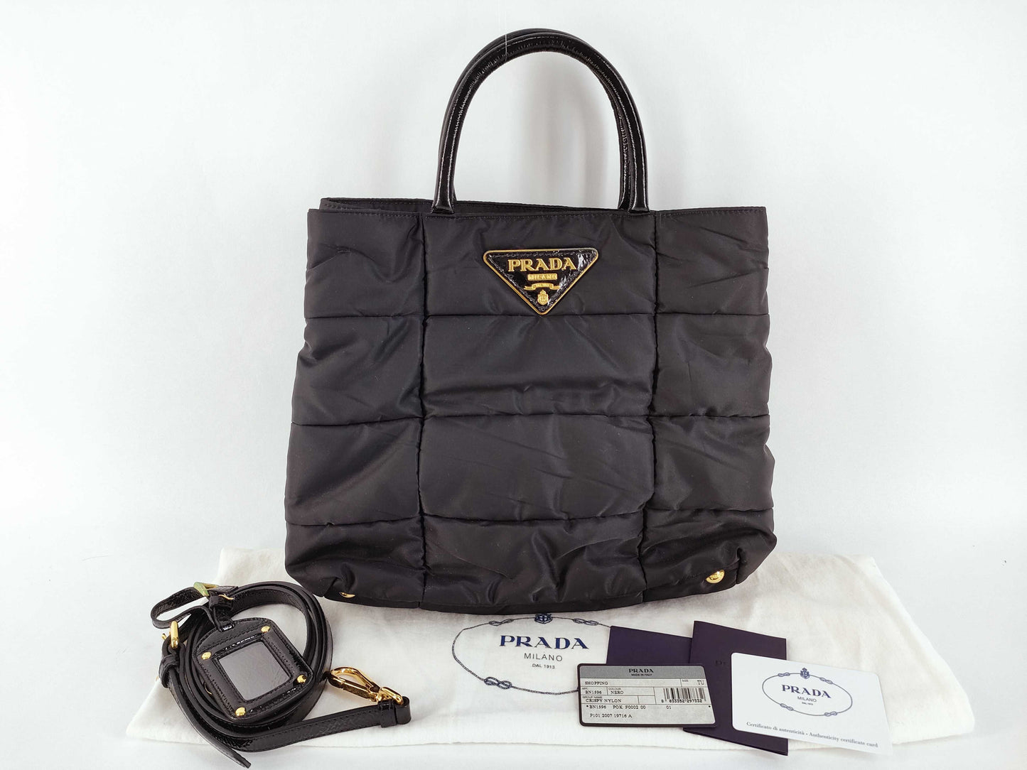 PRADA Nylon PRADA BN1596 2-Way Bag Black Handbag