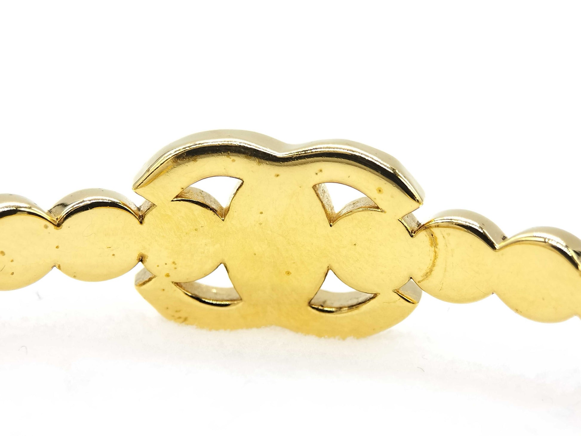 CHANEL Coco Mark Rhinestone Bracelet Gold Bracelet/Bangle