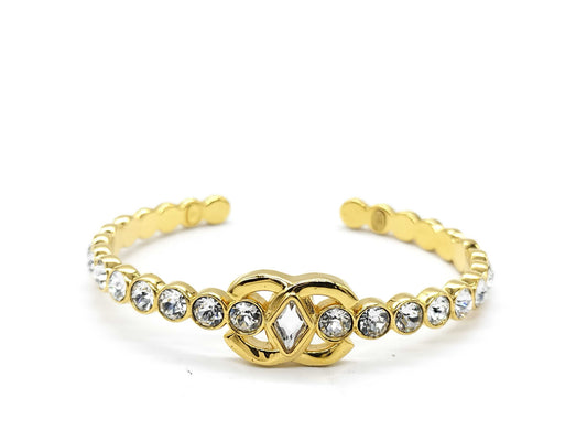 CHANEL Coco Mark Rhinestone Bracelet Gold Bracelet/Bangle