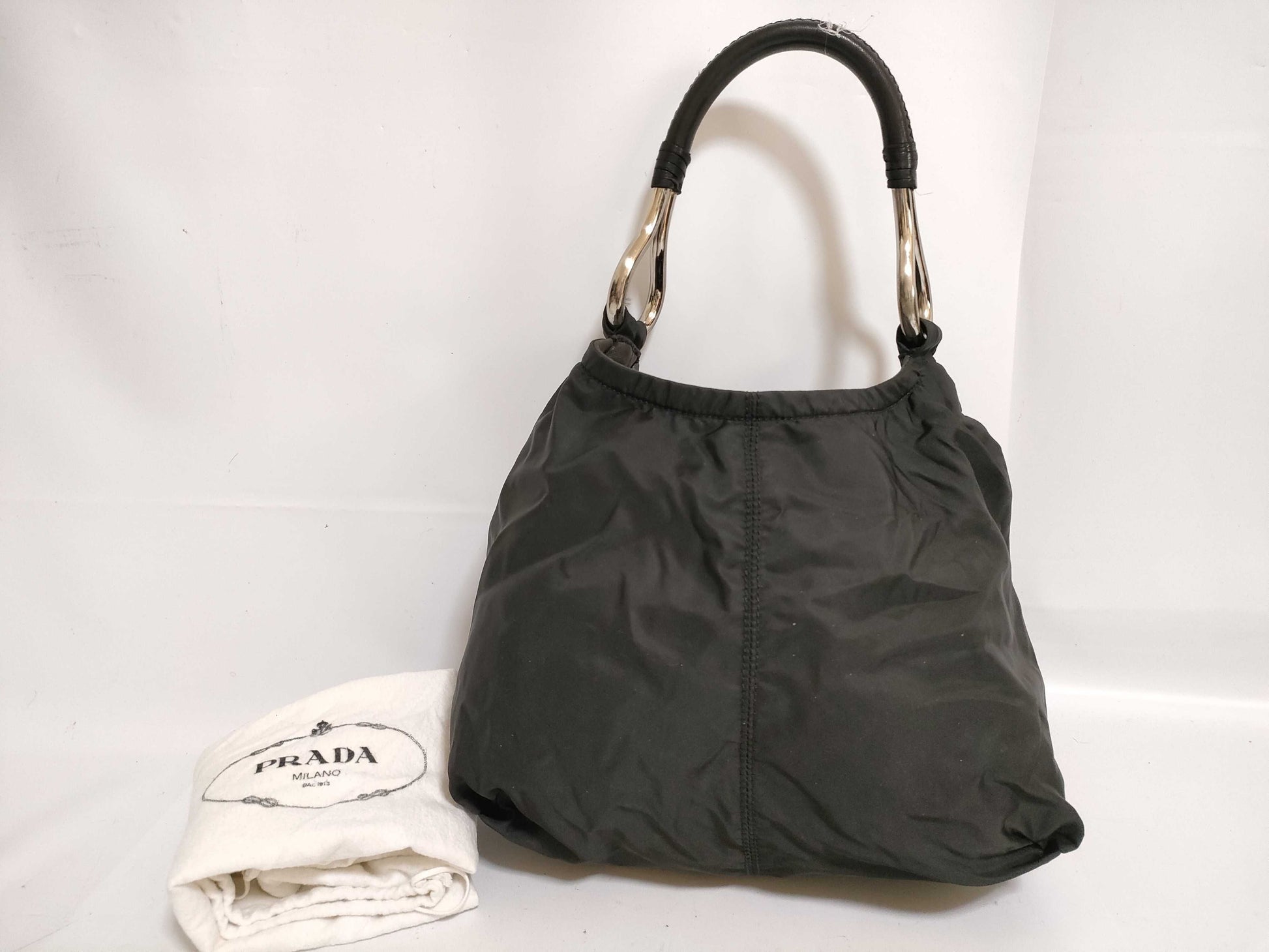 PRADA Prada Pla Hoop Metal Handle Handbag