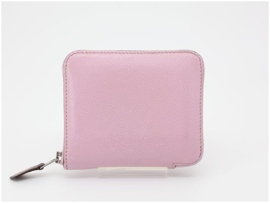 HERMES Azap Silk In Compact Mauve Sylvestre Epsom Leather Wallet with U Stamp 