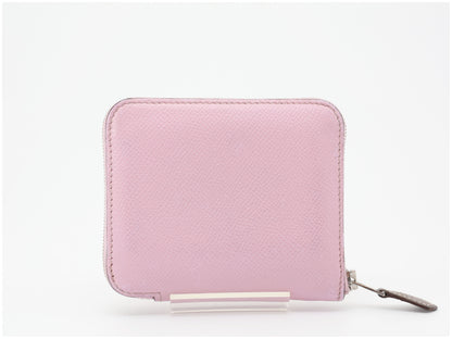 HERMES Azap Silk In Compact Mauve Sylvestre Epsom Leather Wallet with U Stamp 