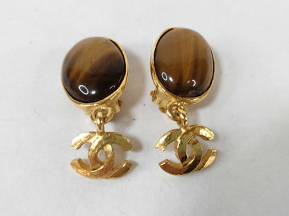 CHANEL Chanel Earrings, Color Stone, Gold, with Box, 95A Earrings
