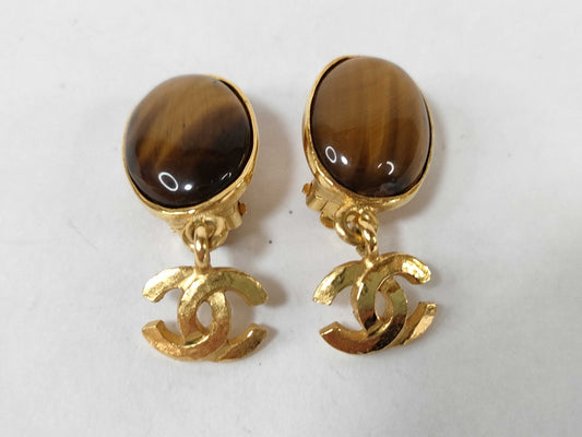 CHANEL Chanel Earrings, Color Stone, Gold, with Box, 95A Earrings