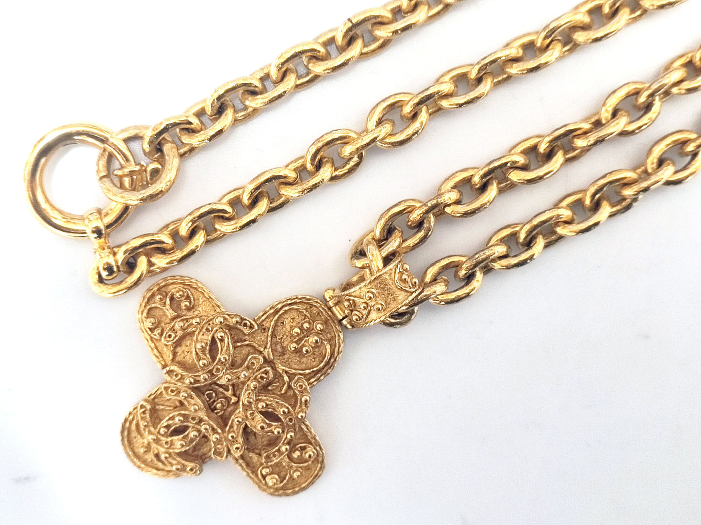 CHANEL Triple Coco Mark Cross Necklace 94A Necklace