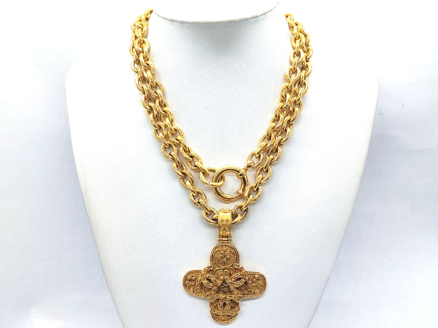 CHANEL Triple Coco Mark Cross Necklace 94A Necklace