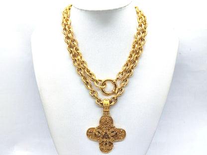 CHANEL Triple Coco Mark Cross Necklace 94A Necklace