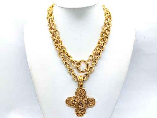 CHANEL Triple Coco Mark Cross Necklace 94A Necklace