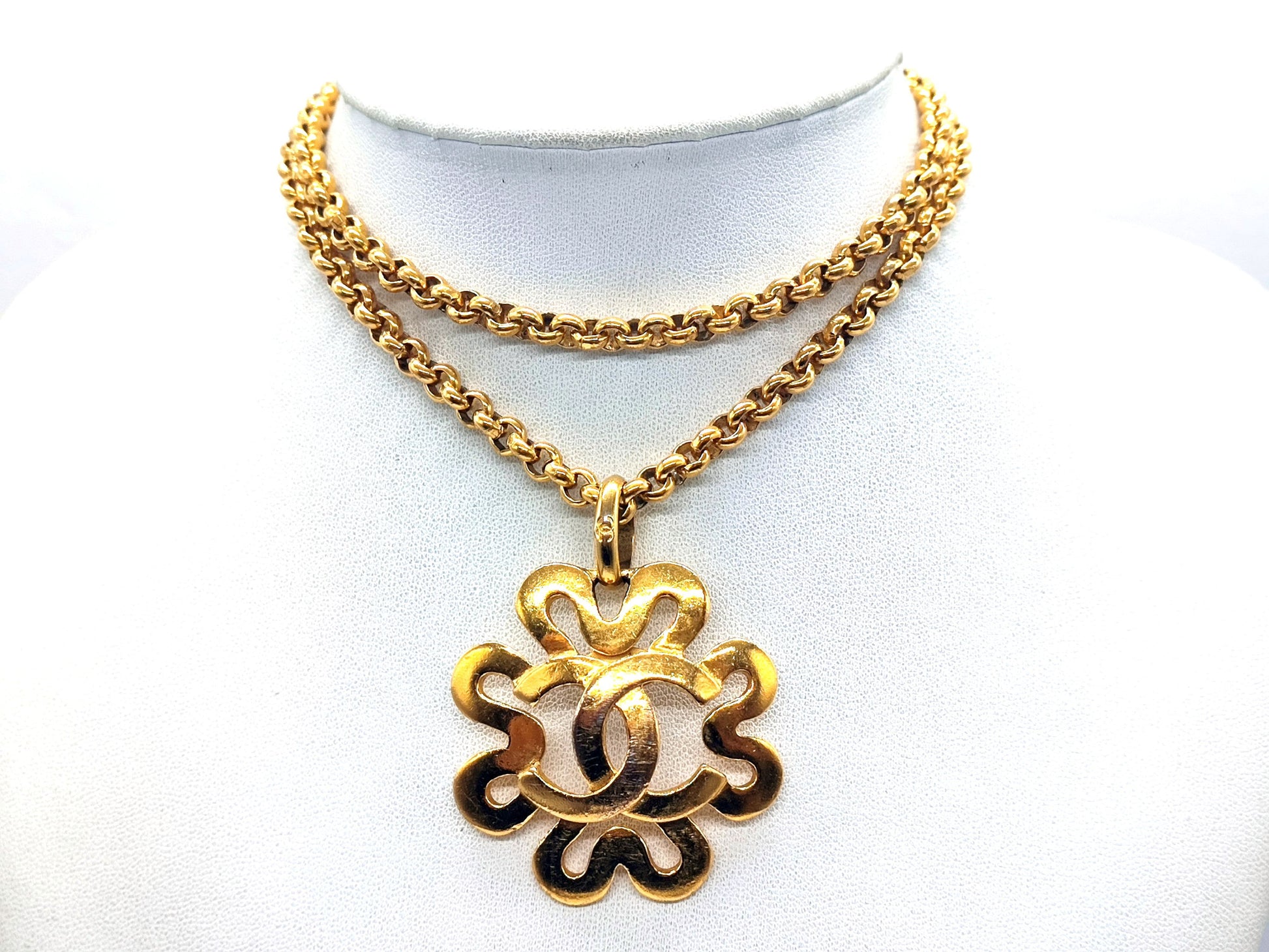 CHANEL Coco Mark Flower Necklace 95P Necklace