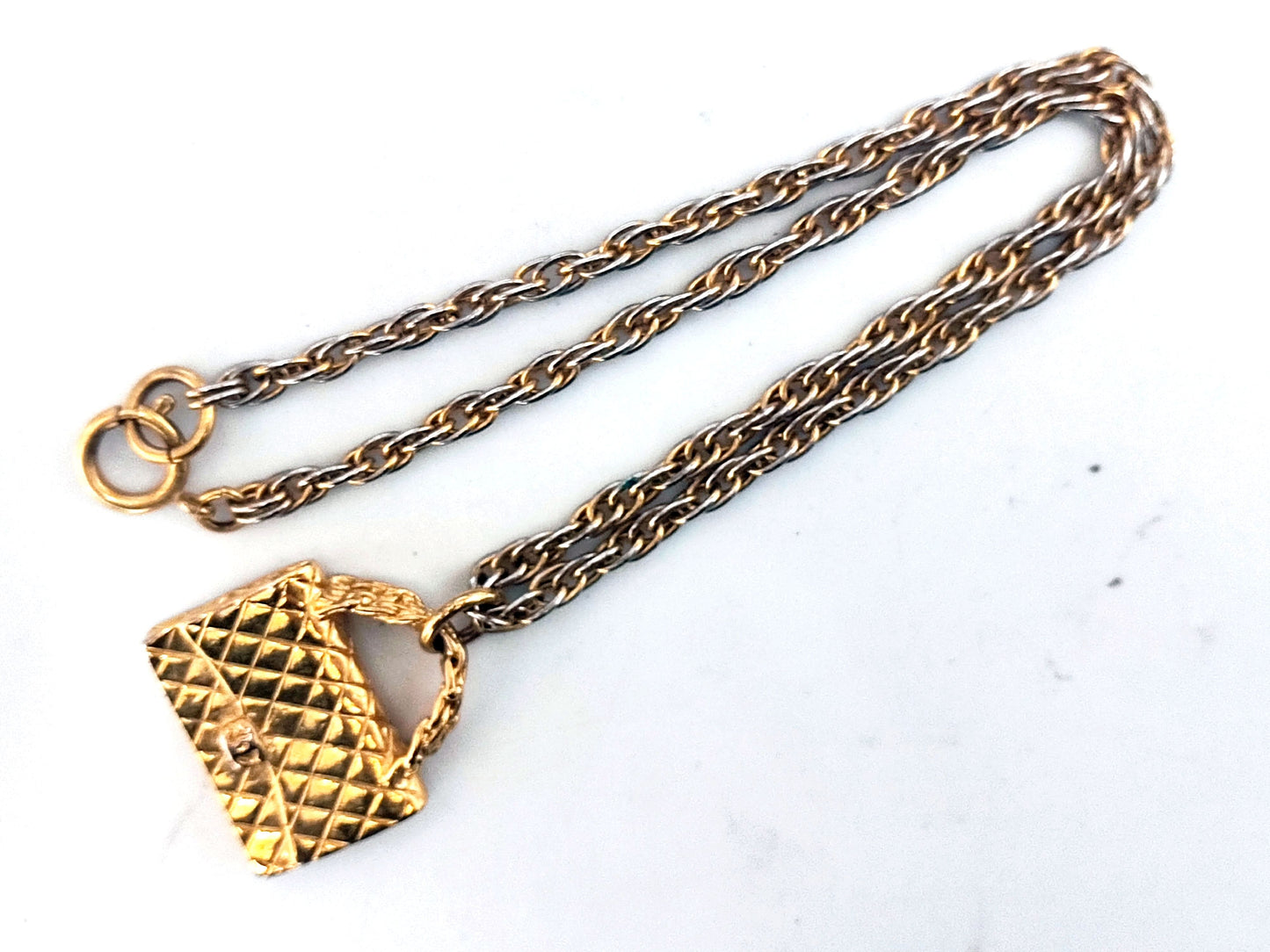 CHANEL Coco Mark Matelasse Bag Necklace Necklace