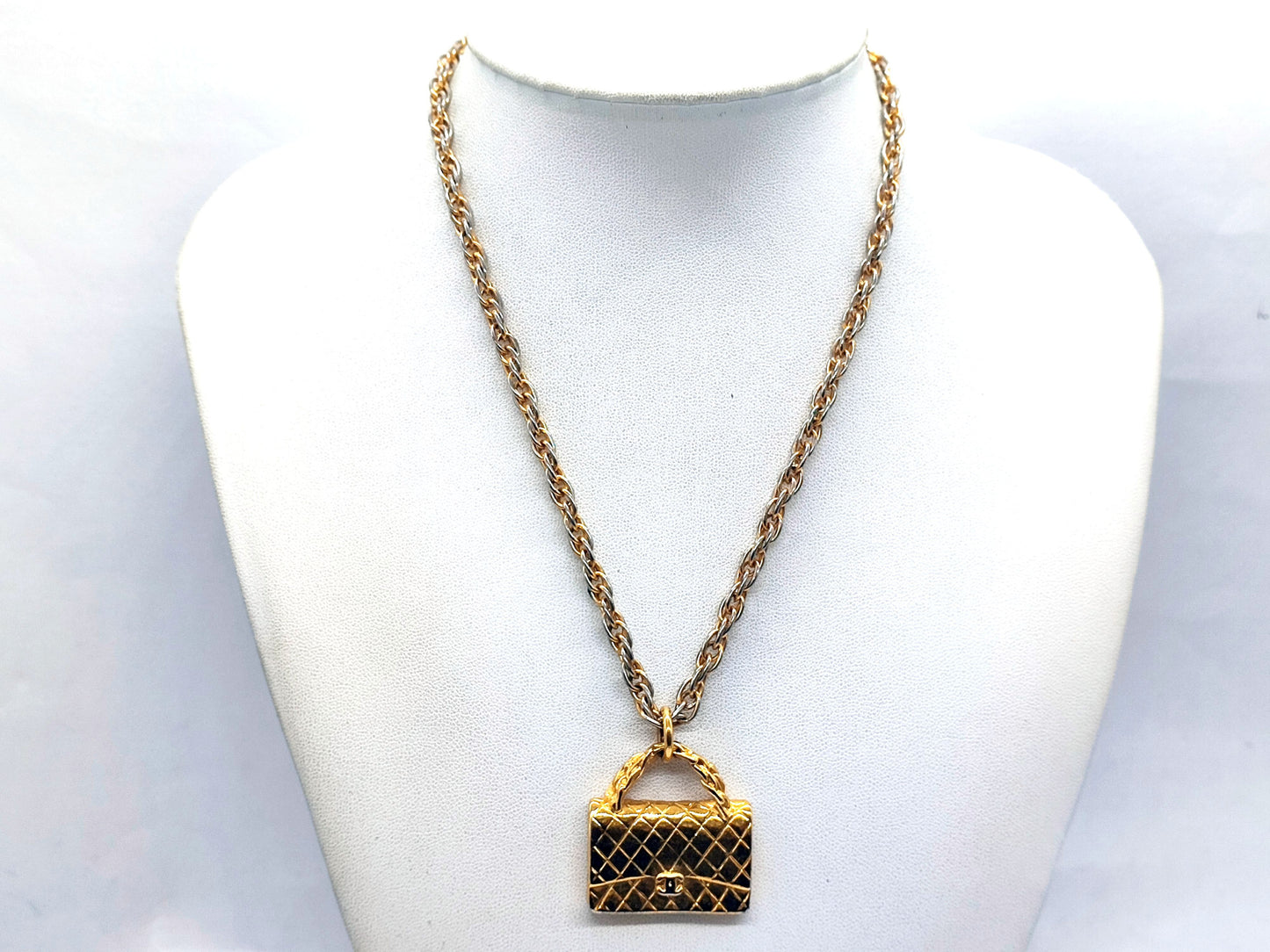 CHANEL Coco Mark Matelasse Bag Necklace Necklace