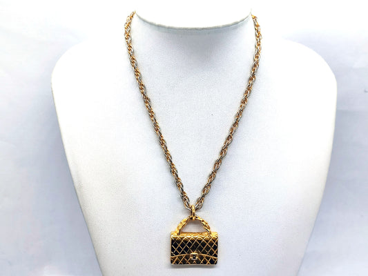 CHANEL Coco Mark Matelasse Bag Necklace Necklace