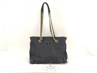 PRADA Nylon Chain Tote Bag with Black GD Hardware and Dust Bag
