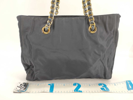 PRADA Nylon Chain Tote Bag with Black GD Hardware and Dust Bag