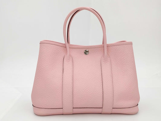 HERMES Garden Party 30 TPM T Stamp Pink Handbag