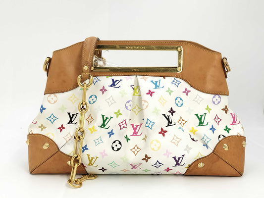 LOUIS VUITTON LV Judy GM Monogram Multicolor M40253 White Pink Purse
