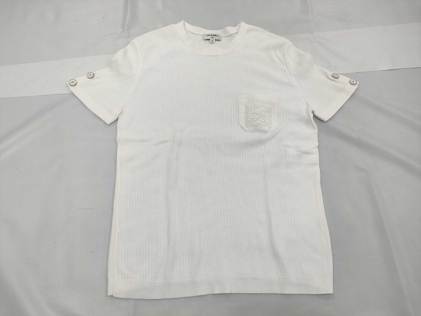 CHANEL CHANEL 2024 Icon Series Summer Knit Short Sleeve T-Shirt Size 40