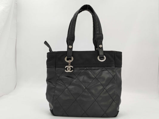 CHANEL Paris Ritz PM Tote Bag Black Silver Hardware on Canvas 11352179