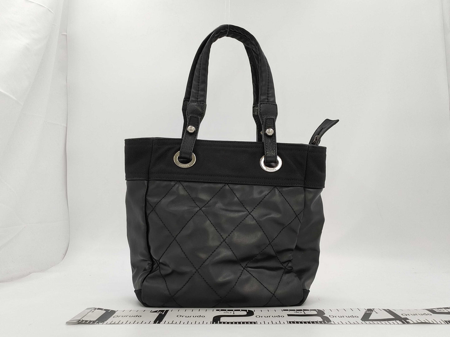 CHANEL Paris Ritz PM Tote Bag Black Silver Hardware on Canvas 11352179
