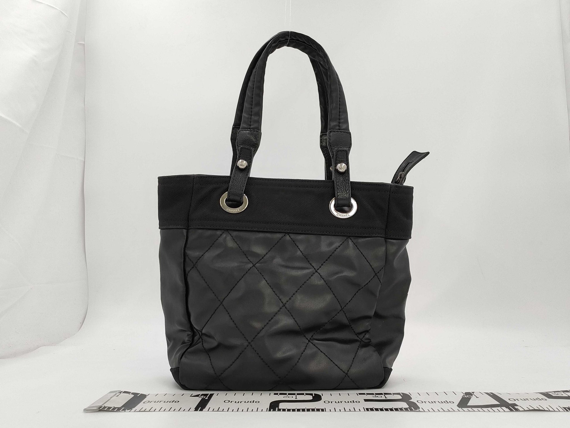 CHANEL Paris Ritz PM Tote Bag Black Silver Hardware on Canvas 11352179