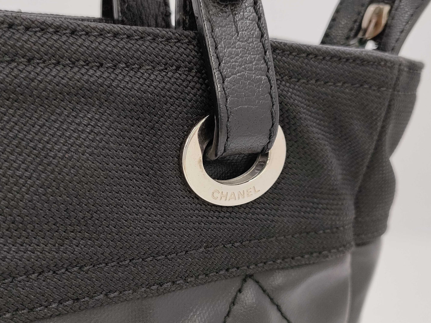 CHANEL Paris Ritz PM Tote Bag Black Silver Hardware on Canvas 11352179