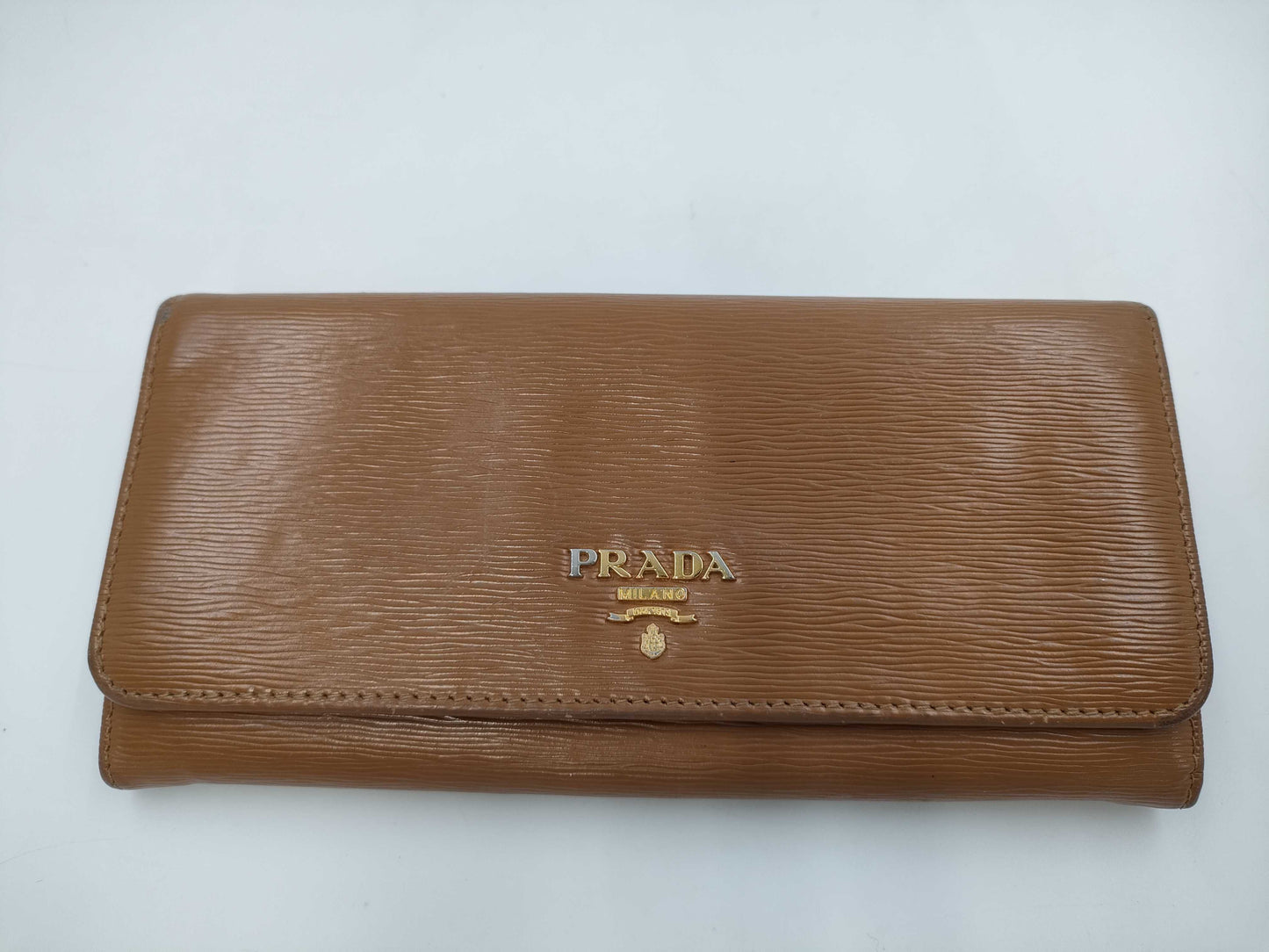 PRADA Prada long wallet leather camel
