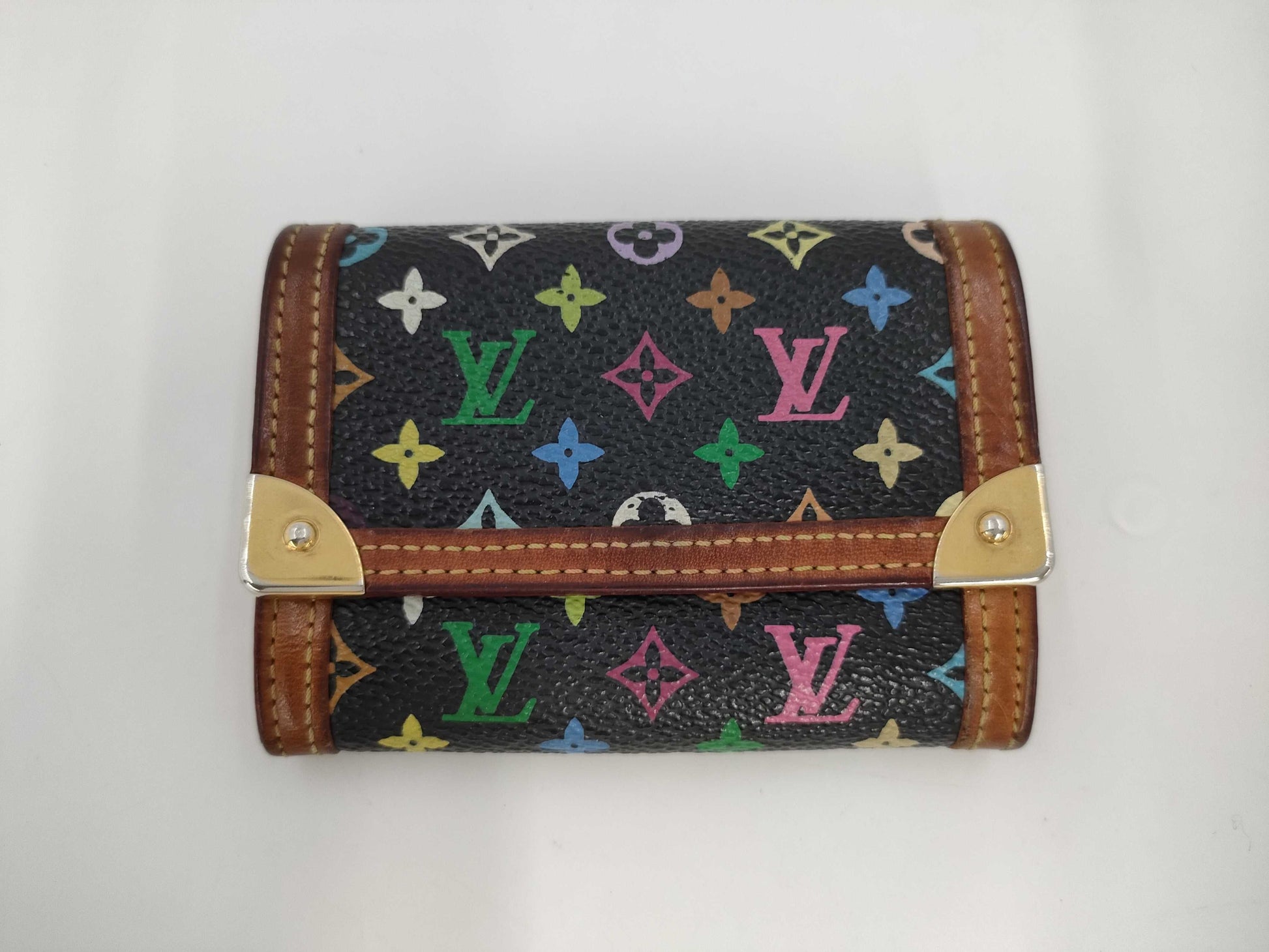 LOUIS VUITTON Multi Coin Case Porte Monnaie Plat Noir with unclear number