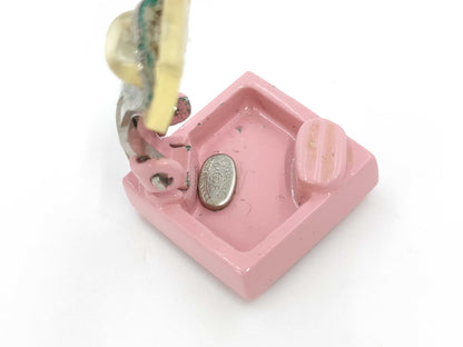 CHANEL Coco Mark Square Pink x Silver 04P Earrings