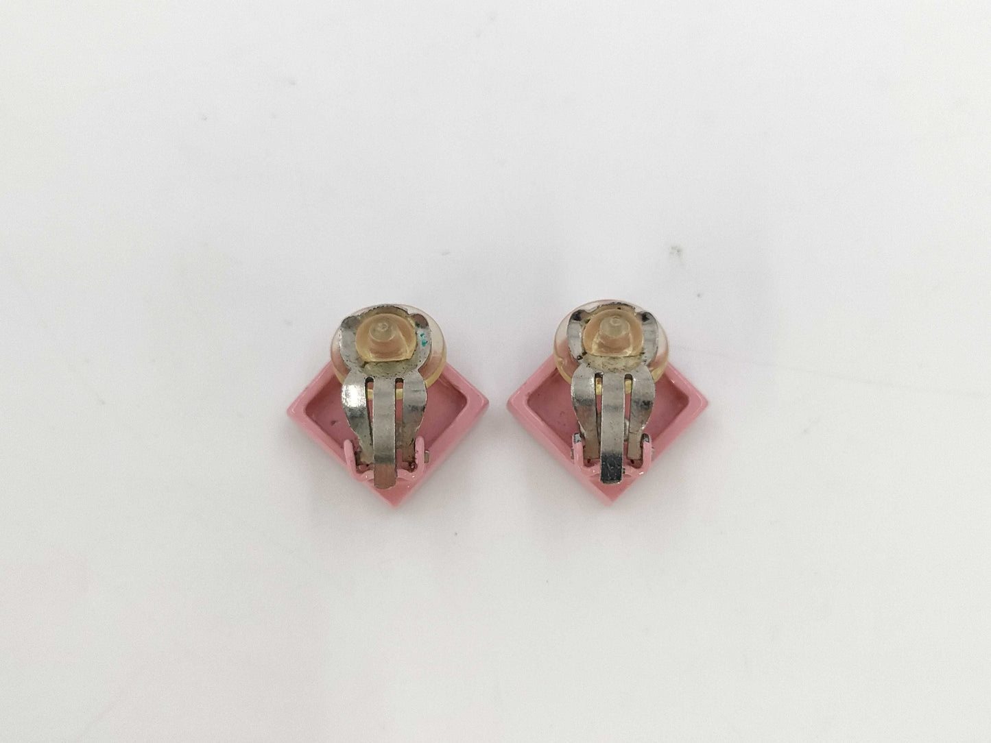 CHANEL Coco Mark Square Pink x Silver 04P Earrings