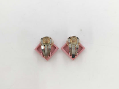 CHANEL Coco Mark Square Pink x Silver 04P Earrings