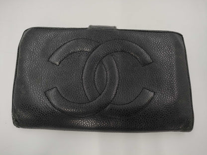 CHANEL Coco Mark Bi-fold Wallet, Caviar, G Hardware, Black, 3651041