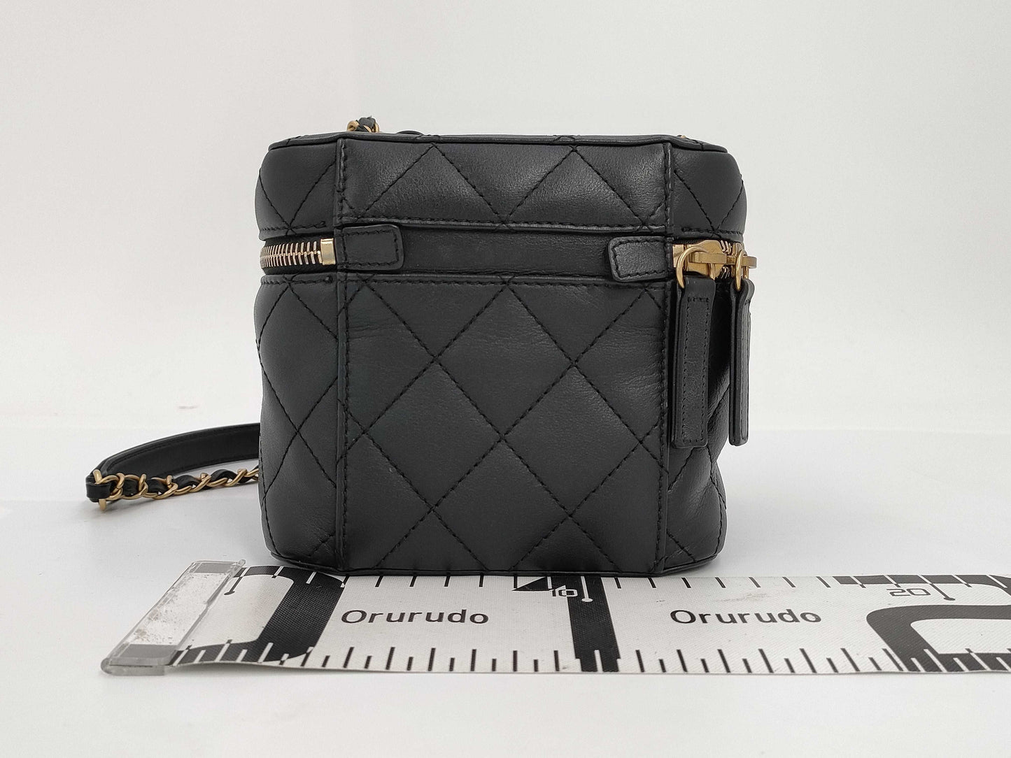 CHANEL Matelasse Chain Vanity Lamb G Hardware Black Shoulder Bag CPX8P2AH