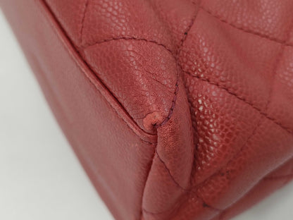 CHANEL Caviar Skin Chain Tote Shoulder Bag Red No. 4 Shoulder Bag