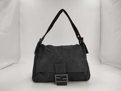 FENDI Mamma Cotton One-Shoulder Bag, Gray