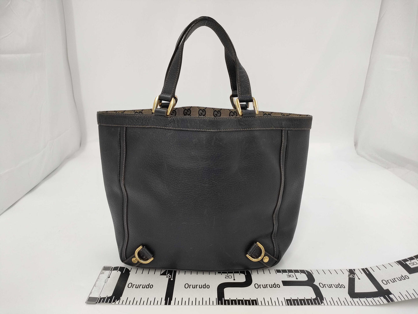 GUCCI Abbey Leather Handbag Black Tote Bag