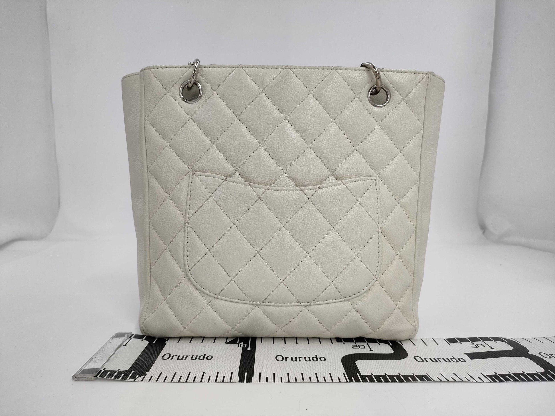 CHANEL Matelasse Caviar Chain Tote Bag White Tote Bag