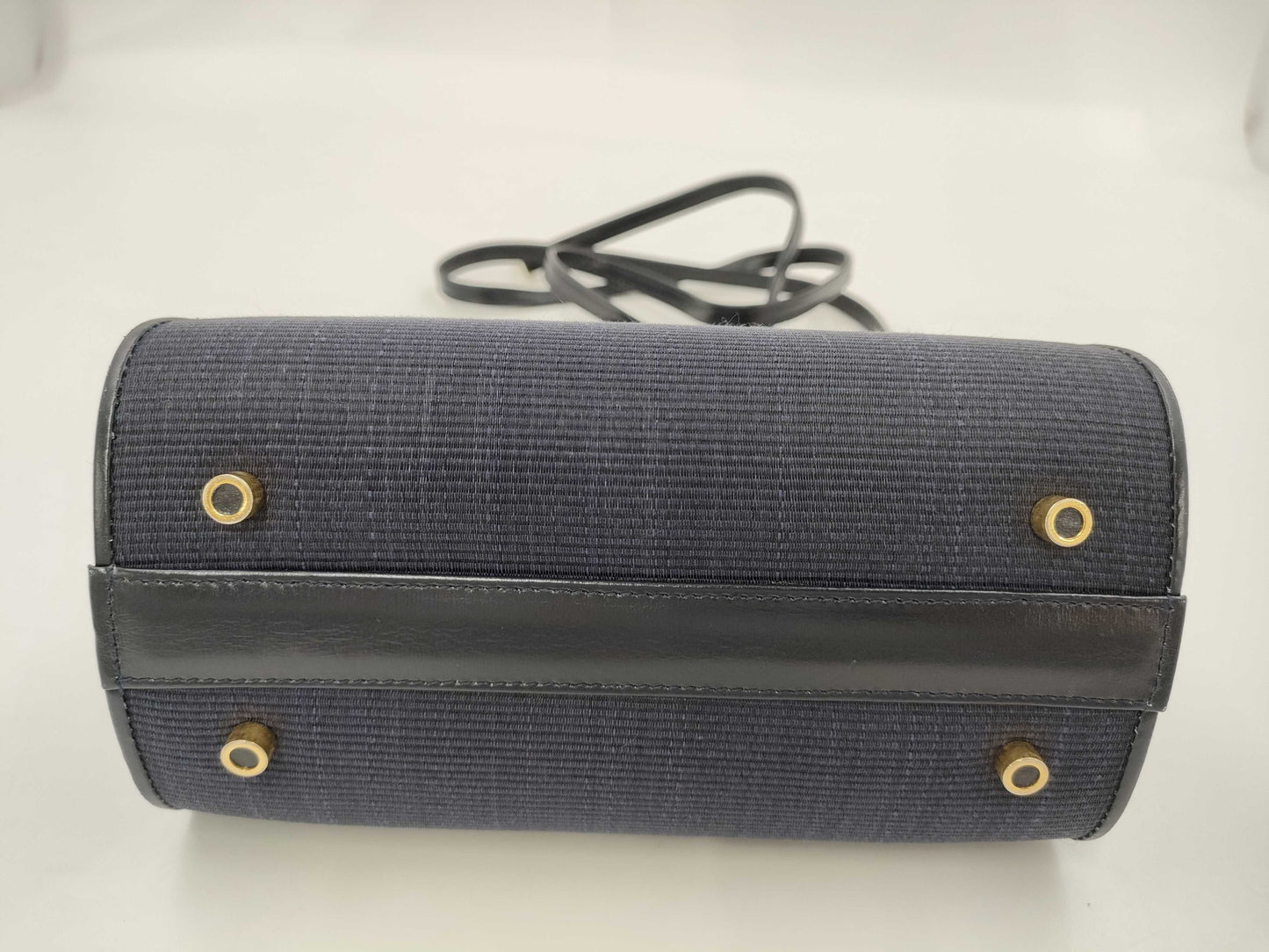 Comtesse Horsehair Leather 2-Way Handbag, Navy