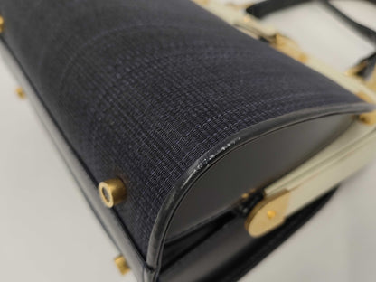 Comtesse Horsehair Leather 2-Way Handbag, Navy