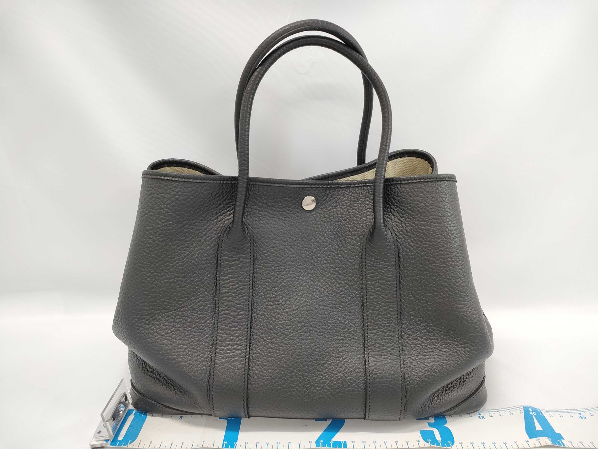 HERMES Garden Party 36 Black T Stamp Tote Bag