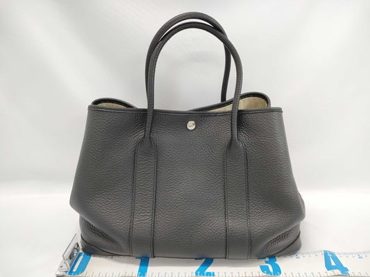 HERMES Garden Party 36 Black T Stamp Tote Bag